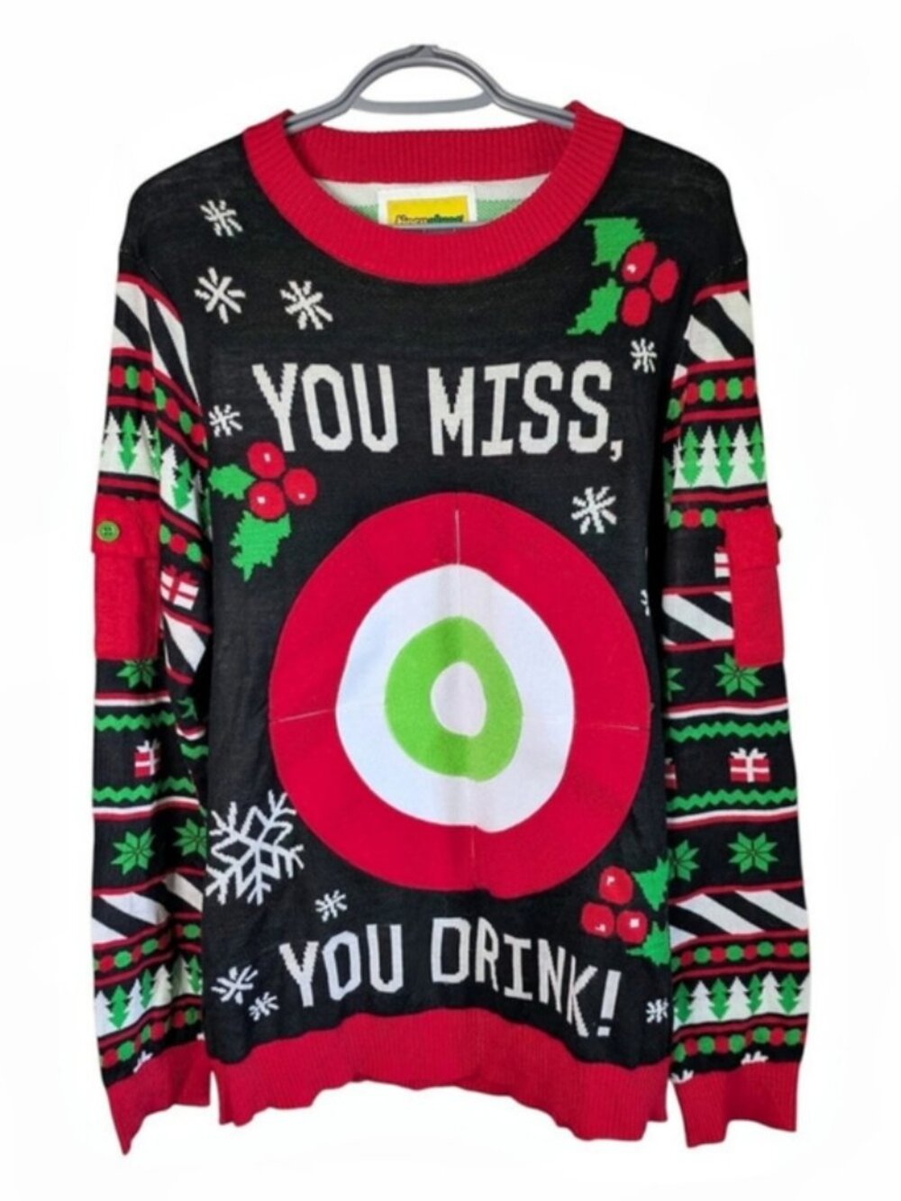 Tipsy Elves Men's Drinking Game Ugly Christmas Sweater Size Large